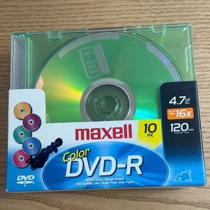 Maxell Color DVD-R 4.7 GB 16x 120 min 10 Pack with Cases Factory Sealed New